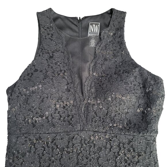 Night Way Collections Dresses & Skirts - NIGHTWAY Womens SZ 4 Lace Sequin Sleeveless Little Black Dress Prom Cocktail Got